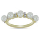 Anillo de Plata Bañada en Oro con Perla blanca de agua dulce y Topacio Blanco