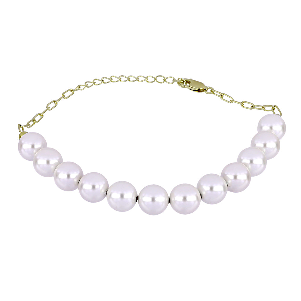 Pulsera de Plata Bañada en Oro con Perla blanca de agua dulce 1 