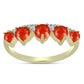 Anillo de Plata Bañada en Oro con Coral de Esponja Roja y Topacio Blanco