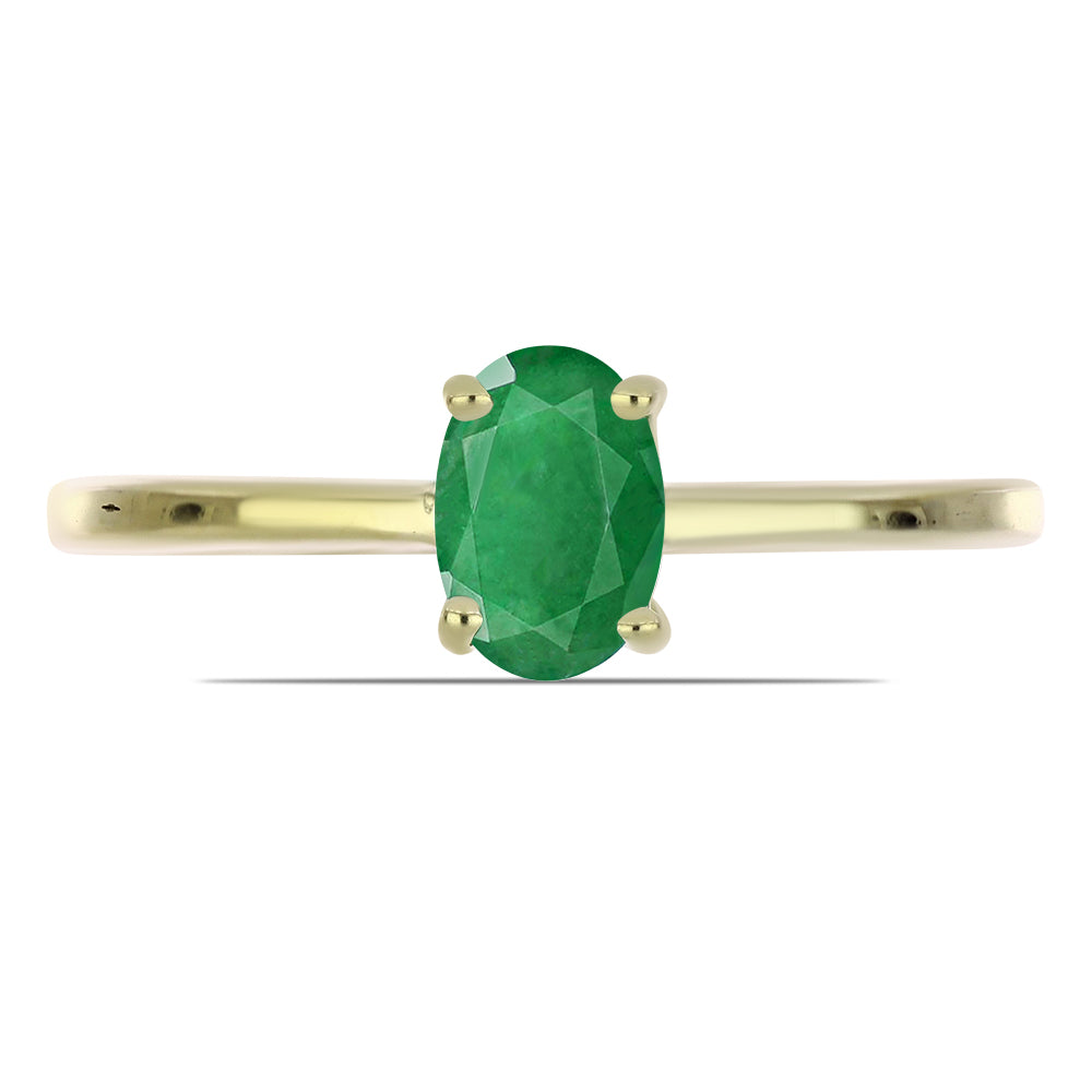 Anillo de Plata Bañada en Oro con Esmeralda de Zambia 1 