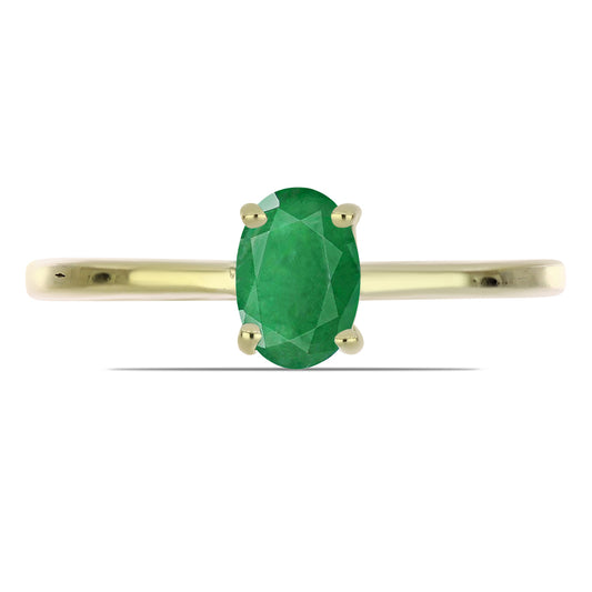 Anillo de Plata Bañada en Oro con Esmeralda de Zambia