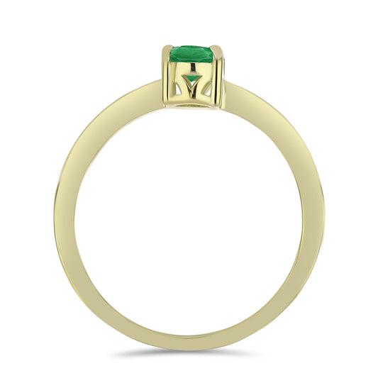 Anillo de Plata Bañada en Oro con Esmeralda de Zambia