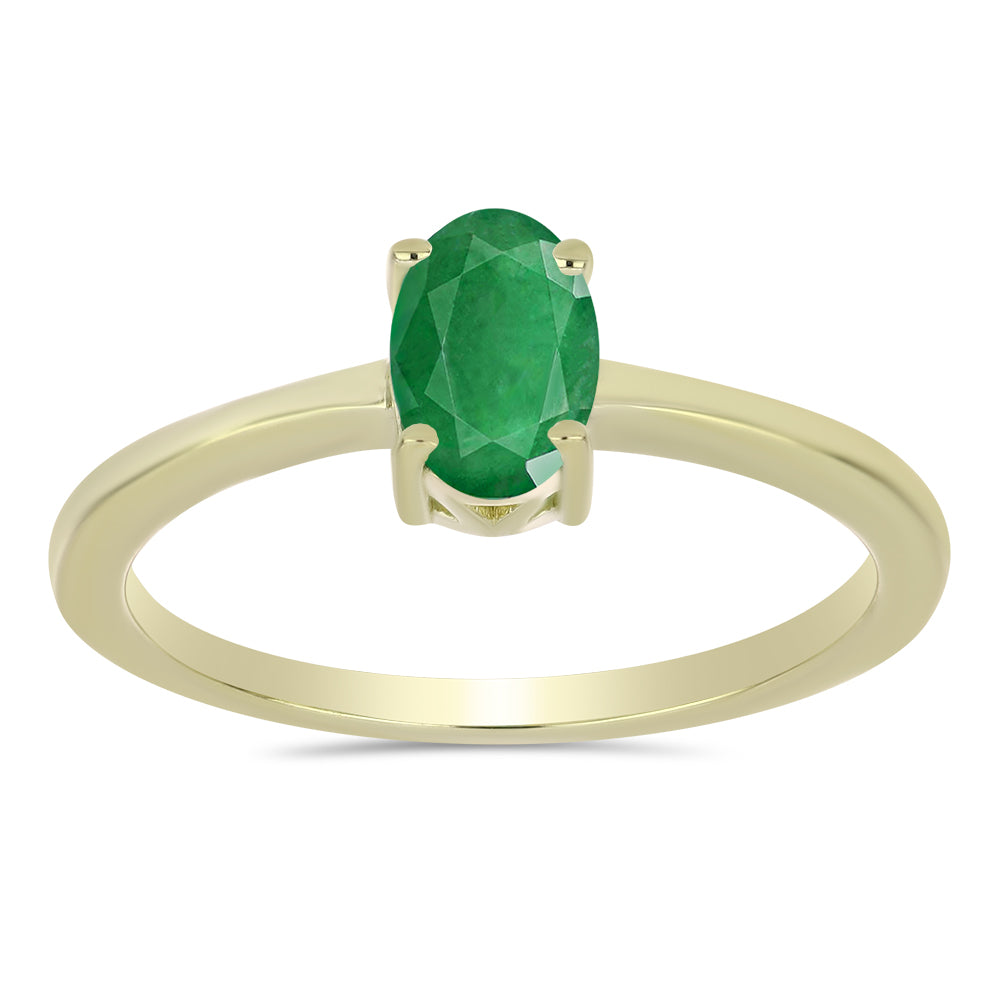 Anillo de Plata Bañada en Oro con Esmeralda de Zambia 3 