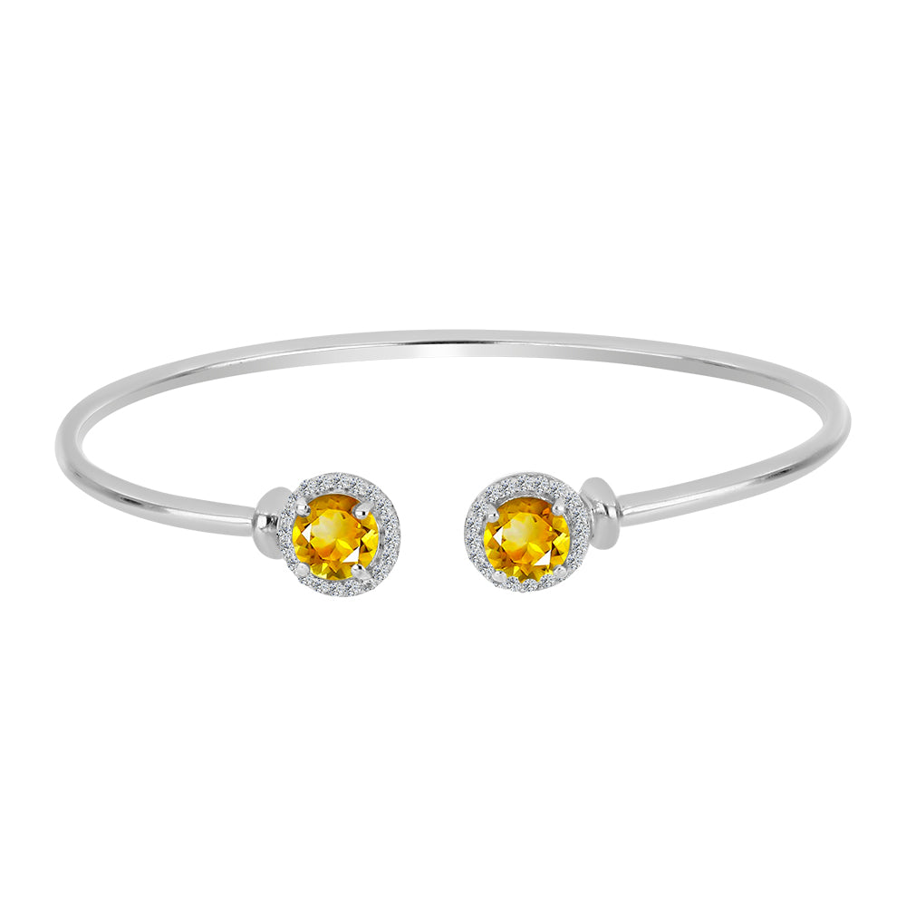 Brazalete de Plata con Citrino de los Montes Urales y Topacio Blanco 1 