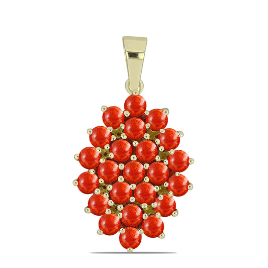 Colgante de Plata Bañada en Oro con Coral de Esponja Roja