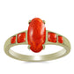Anillo de Plata Bañada en Oro con Coral de Esponja Roja