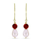 Pendientes de Plata Bañada en Oro con Coral de Esponja Roja y Perla blanca de agua dulce