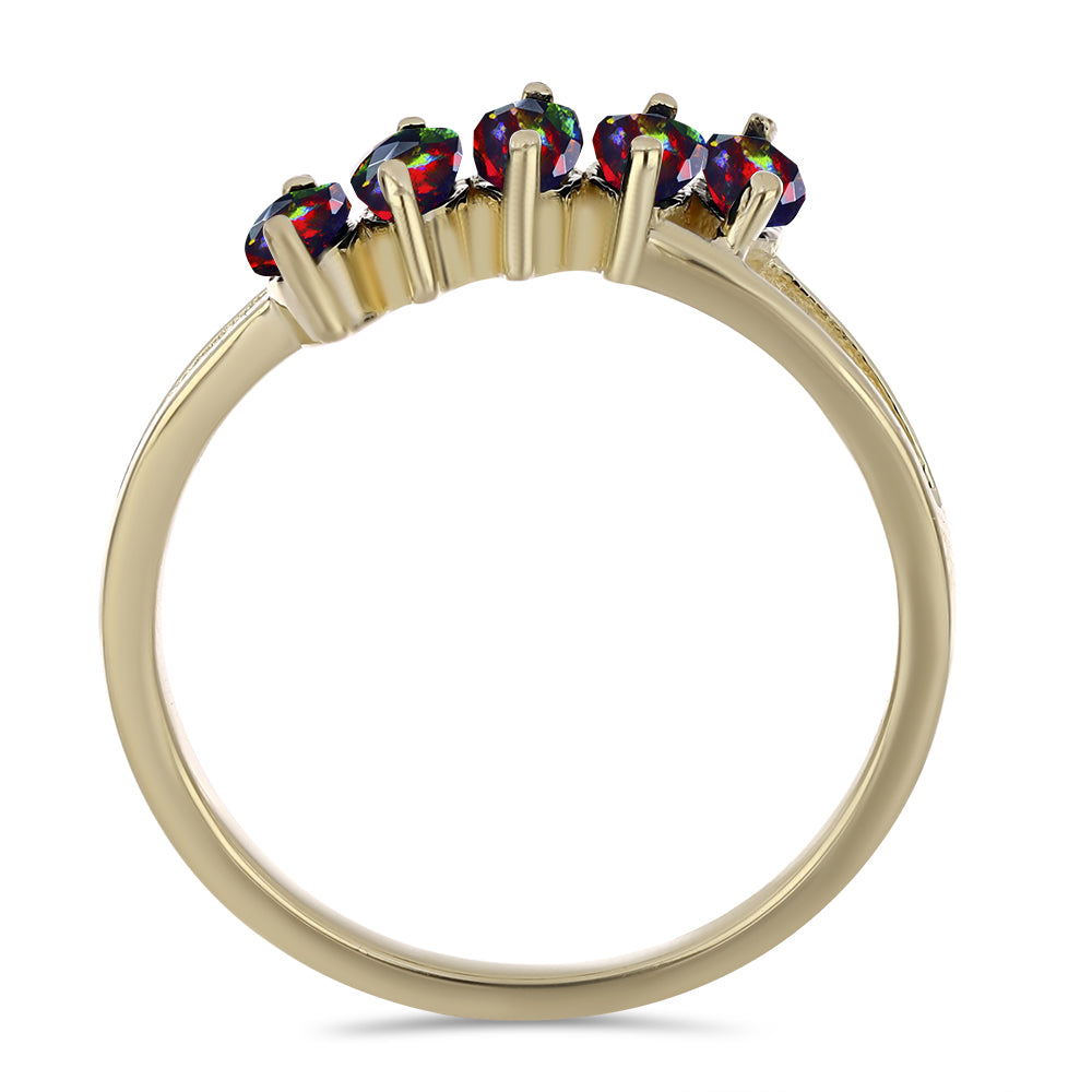 Anillo de Plata Bañada en Oro con Ópalo negro medianoche Lega Dembi de Ëtiopía 2 