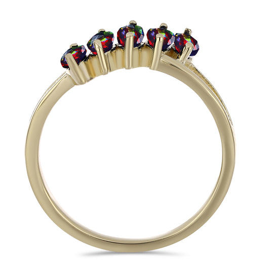 Anillo de Plata Bañada en Oro con Ópalo negro medianoche Lega Dembi de Ëtiopía