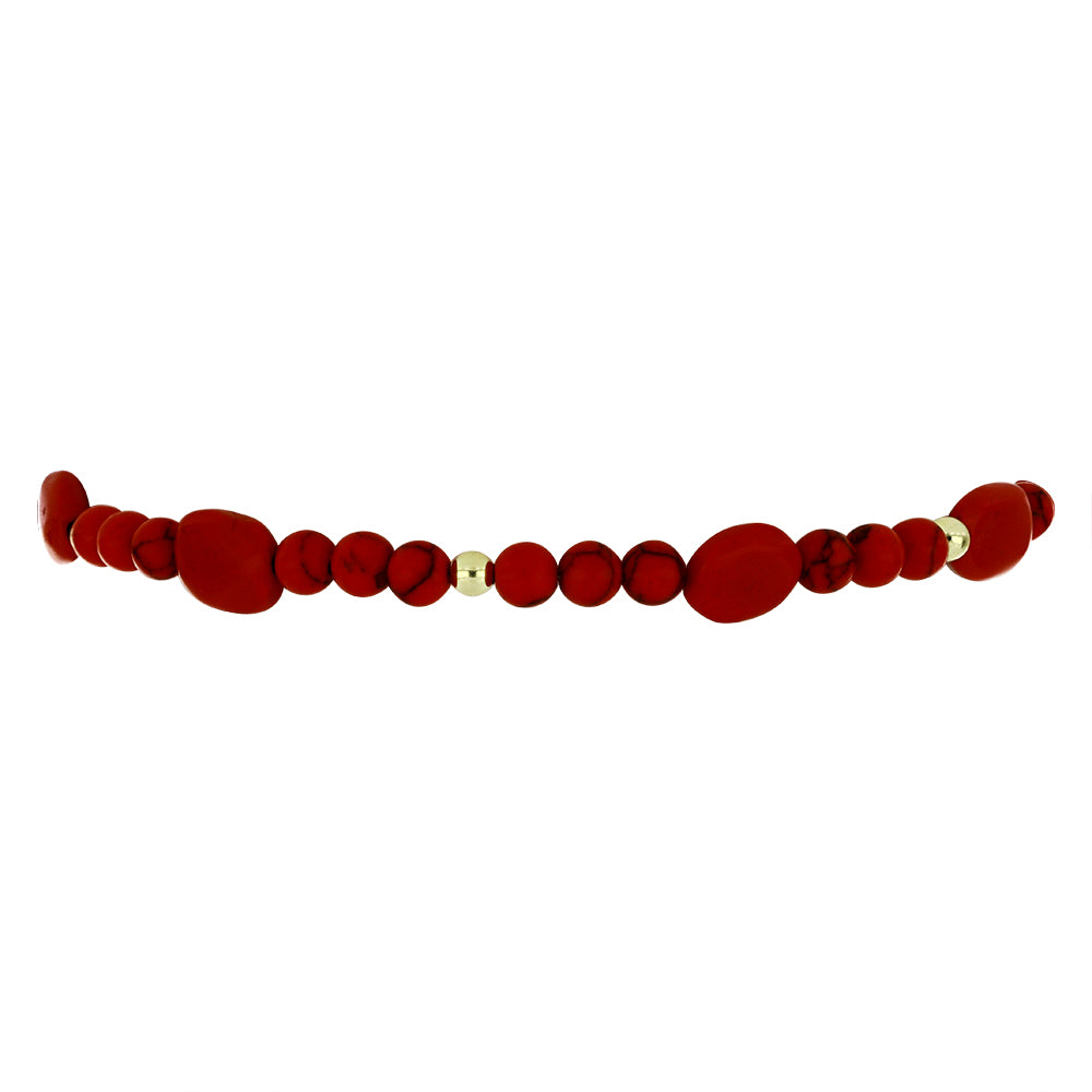 Pulsera de Plata Bañada en Oro con Coral de Esponja Roja 2 