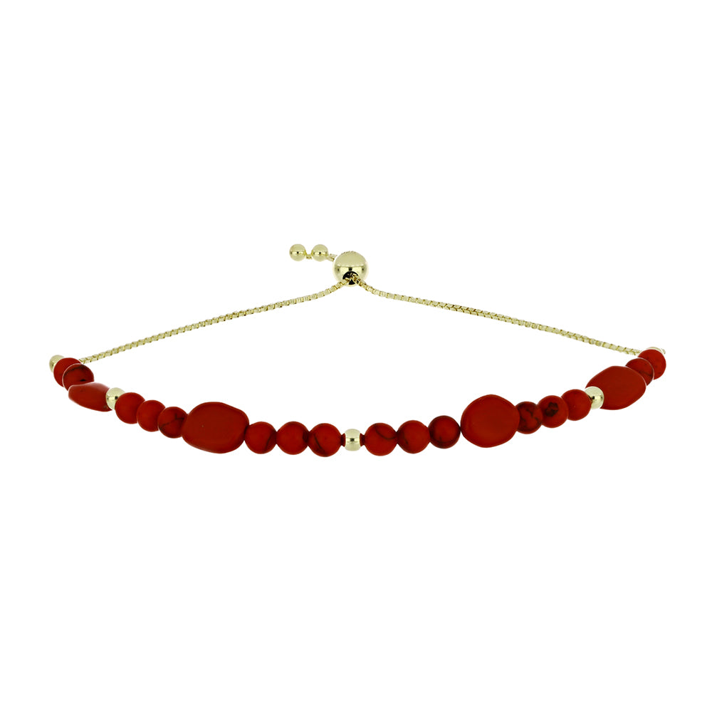 Pulsera de Plata Bañada en Oro con Coral de Esponja Roja 1 