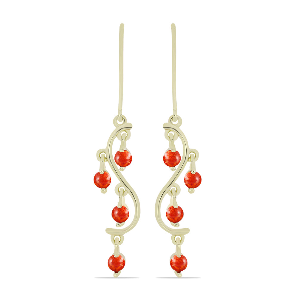 Pendientes de Plata Bañada en Oro con Coral de Esponja Roja 1 
