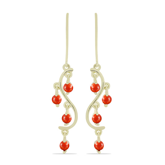 Pendientes de Plata Bañada en Oro con Coral de Esponja Roja