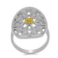 Anillo de Plata con Citrino de los Montes Urales y Topacio Blanco