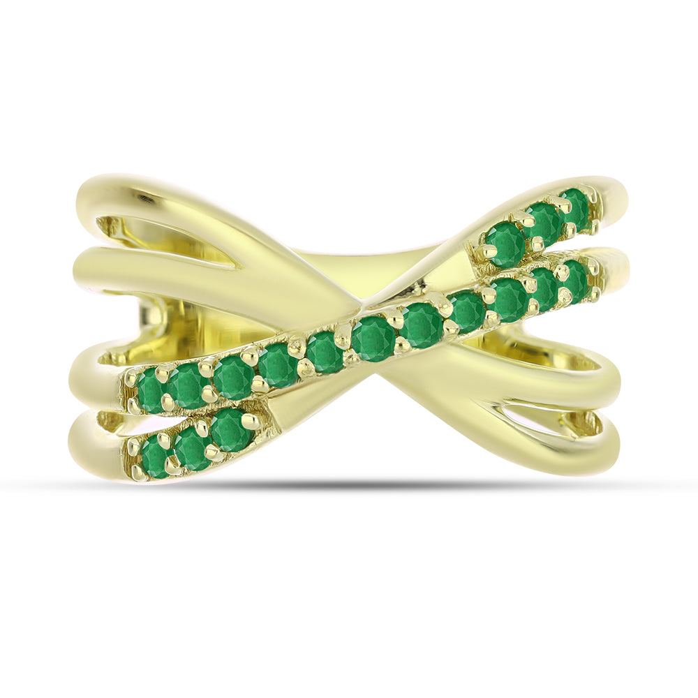 Anillo de Plata Bañada en Oro con Esmeralda de Zambia 1 