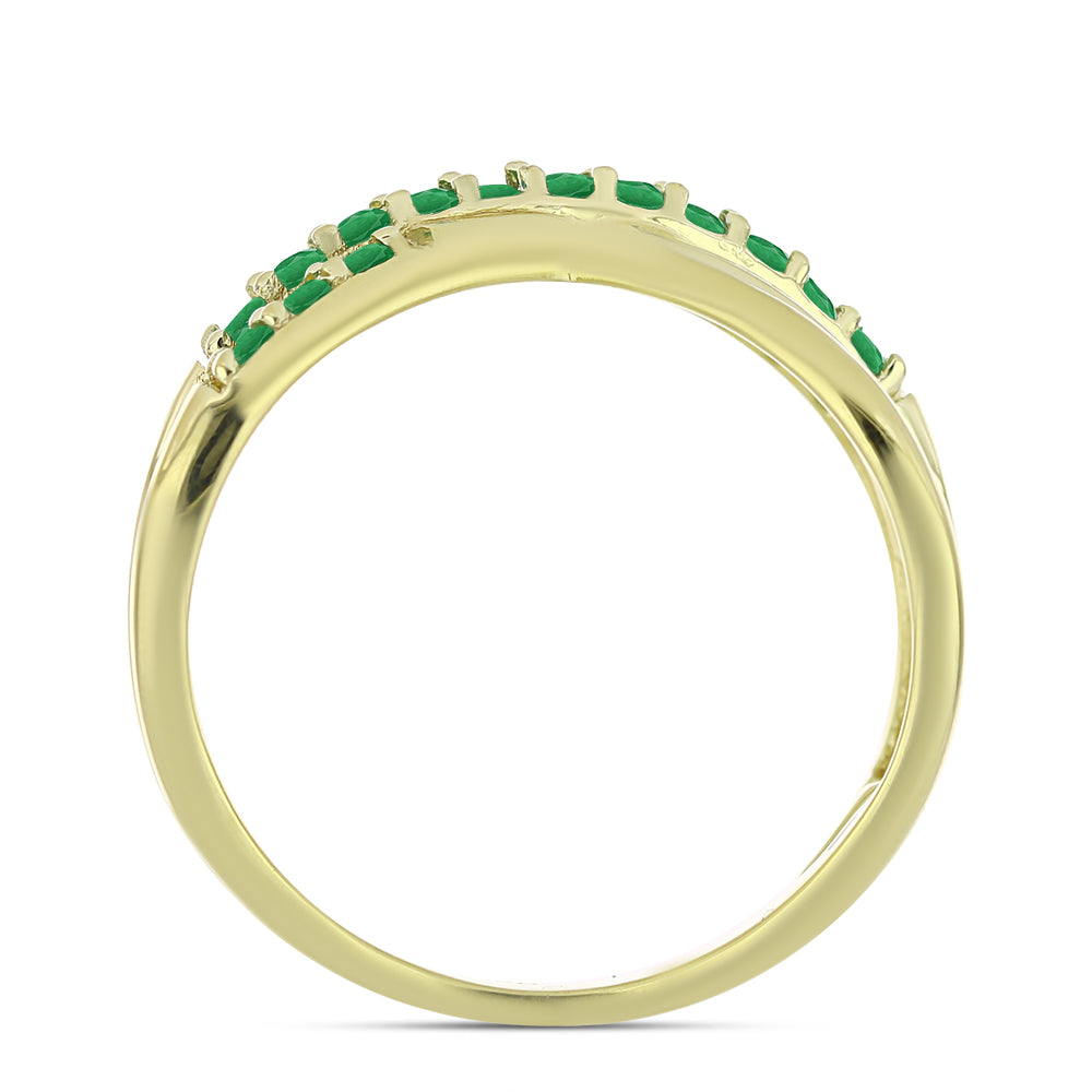 Anillo de Plata Bañada en Oro con Esmeralda de Zambia 2 