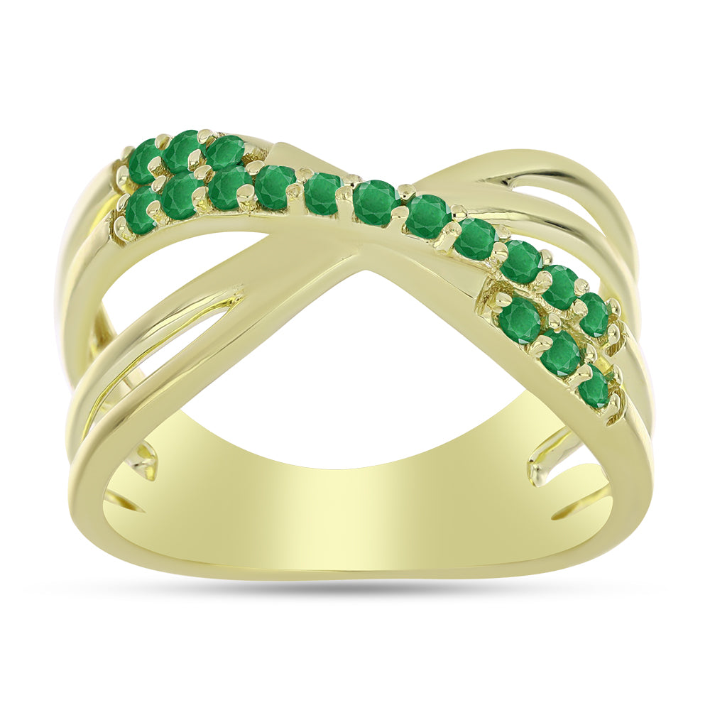 Anillo de Plata Bañada en Oro con Esmeralda de Zambia 3 