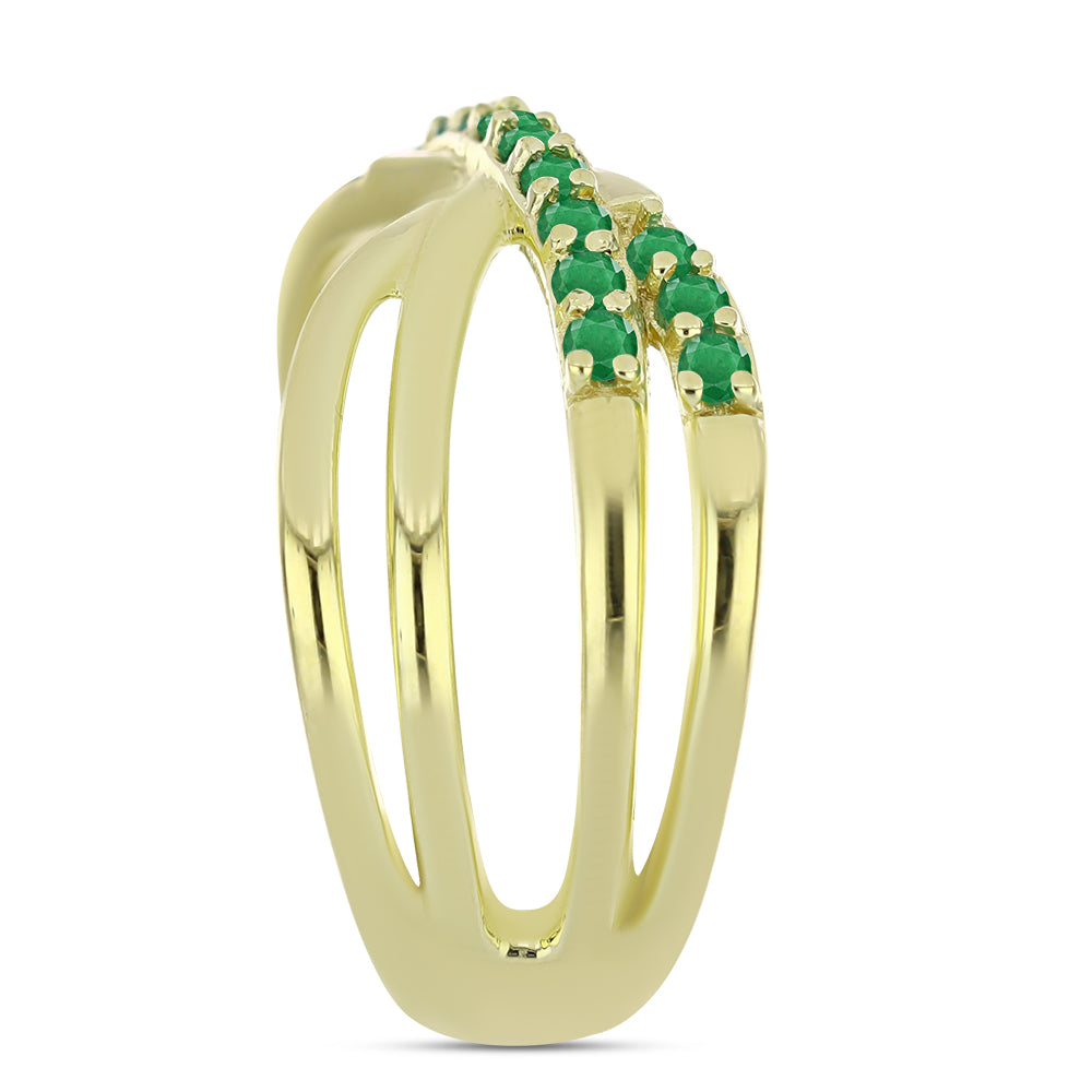 Anillo de Plata Bañada en Oro con Esmeralda de Zambia 4 