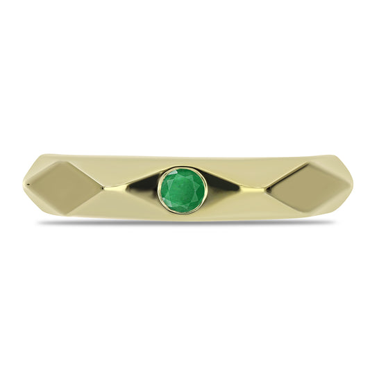 Anillo de Plata Bañada en Oro con Esmeralda de Zambia
