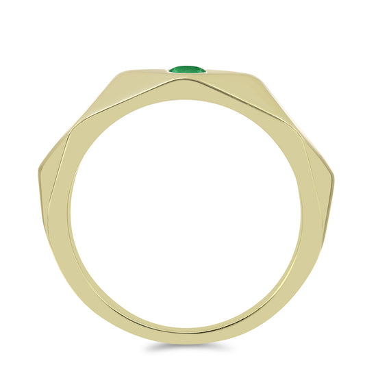 Anillo de Plata Bañada en Oro con Esmeralda de Zambia
