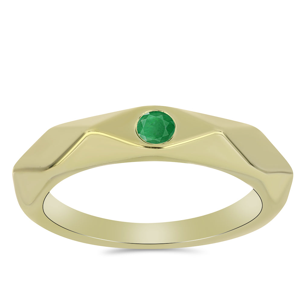 Anillo de Plata Bañada en Oro con Esmeralda de Zambia 3 