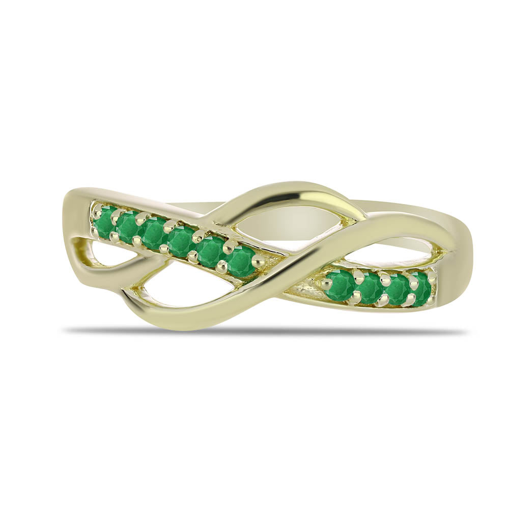 Anillo de Plata Bañada en Oro con Esmeralda de Zambia 1 