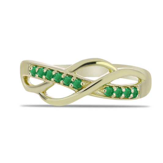 Anillo de Plata Bañada en Oro con Esmeralda de Zambia
