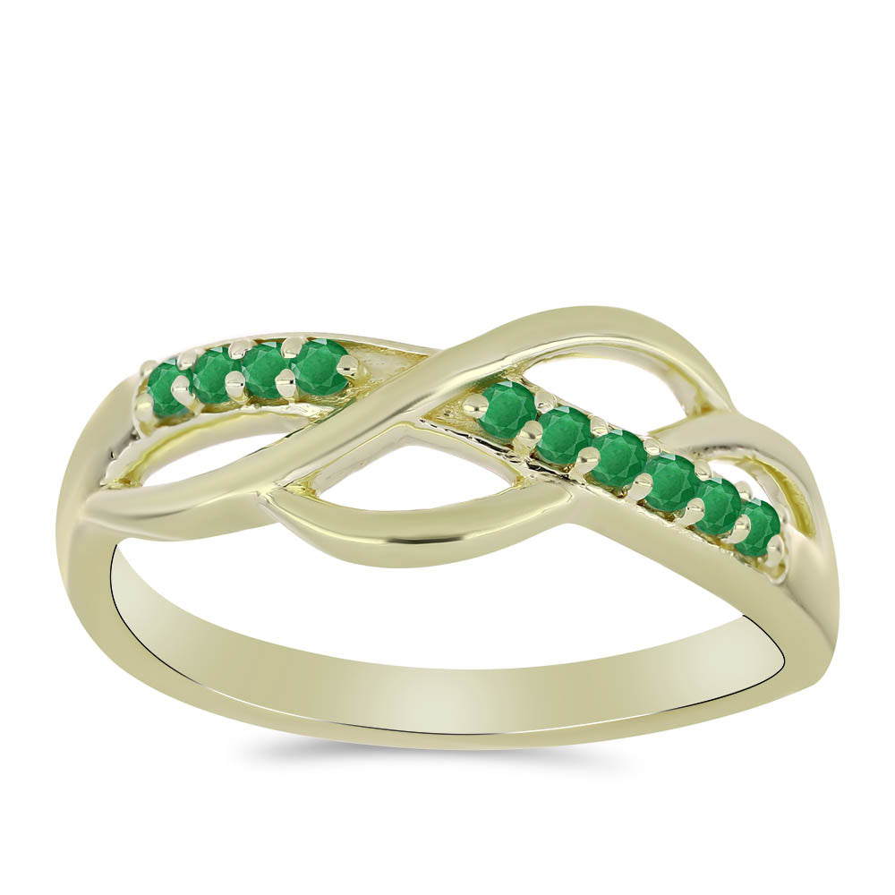 Anillo de Plata Bañada en Oro con Esmeralda de Zambia 3 