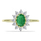 Anillo de Plata Bañada en Oro con Esmeralda de Zambia y Topacio Blanco
