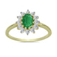 Anillo de Plata Bañada en Oro con Esmeralda de Zambia y Topacio Blanco