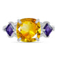 Anillo de Plata con Citrino de los Montes Urales y Amatista de Marruecos