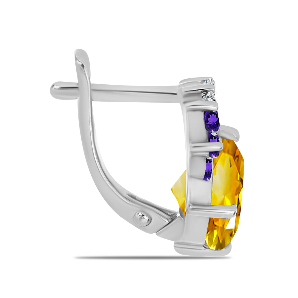 Pendientes de Plata con Citrino de los Montes Urales y Amatista de Marruecos 2 