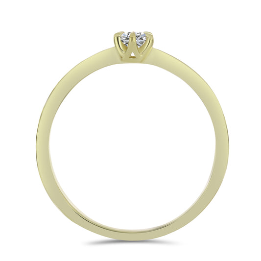 Anillo de Plata Bañada en Oro con Diamante certificado y cultivado en laboratorio
