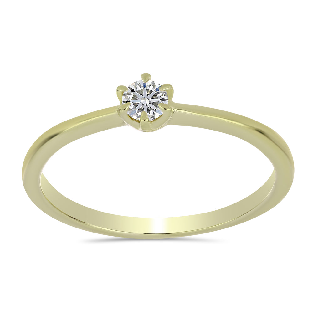 Anillo de Plata Bañada en Oro con Diamante certificado y cultivado en laboratorio 3 