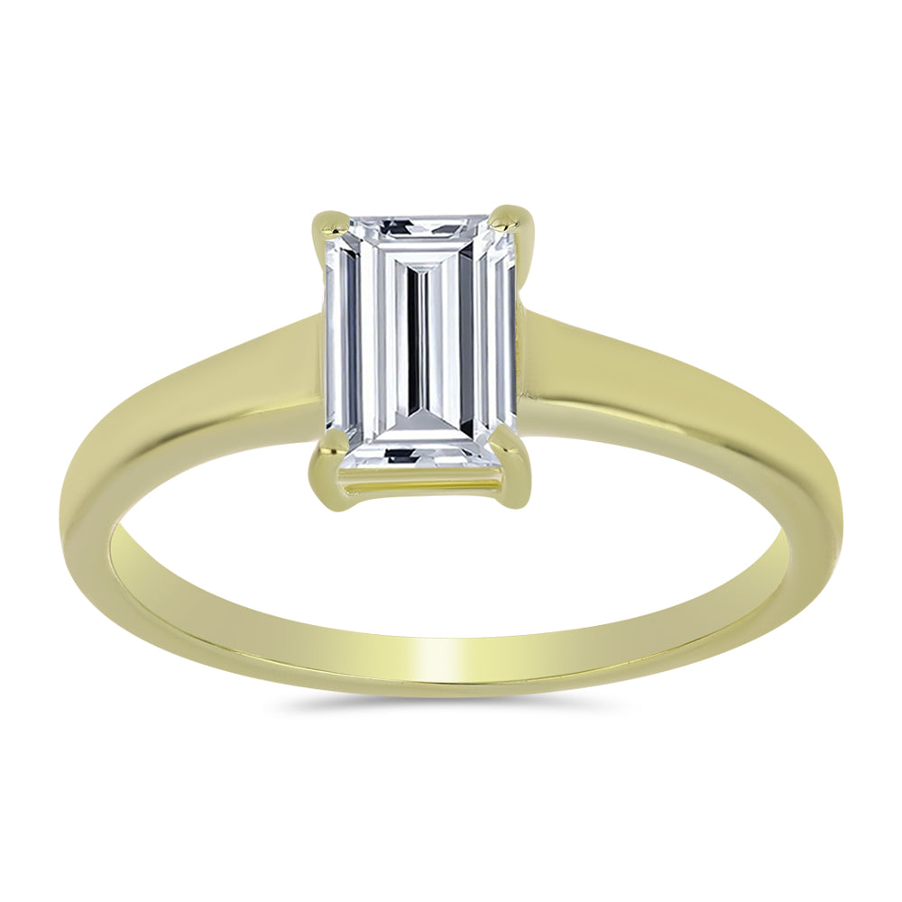 Anillo de Plata Bañada en Oro con Diamante certificado y cultivado en laboratorio 3 