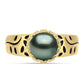Anillo de Plata Bañada en Oro con Perla de río Tahiti verde ilusión