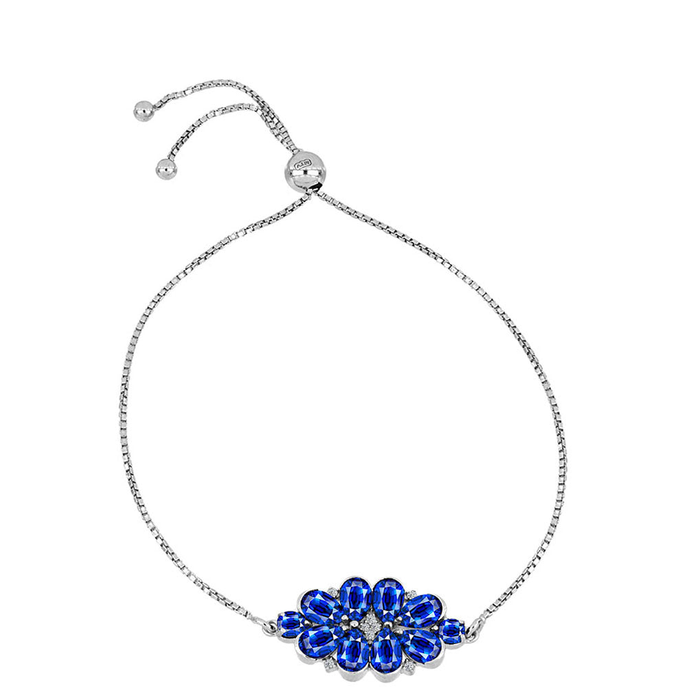 Pulsera de Plata con Zafiro Azul Australiano y Topacio Blanco 1 