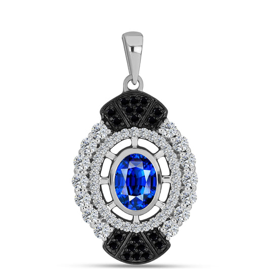 Colgante de Plata con Zafiro Azul Australiano y Topacio Blanco