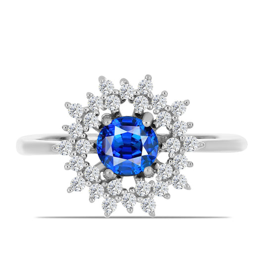 Anillo de Plata con Zafiro Azul Australiano y Topacio Blanco