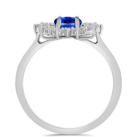 Anillo de Plata con Zafiro Azul Australiano y Topacio Blanco