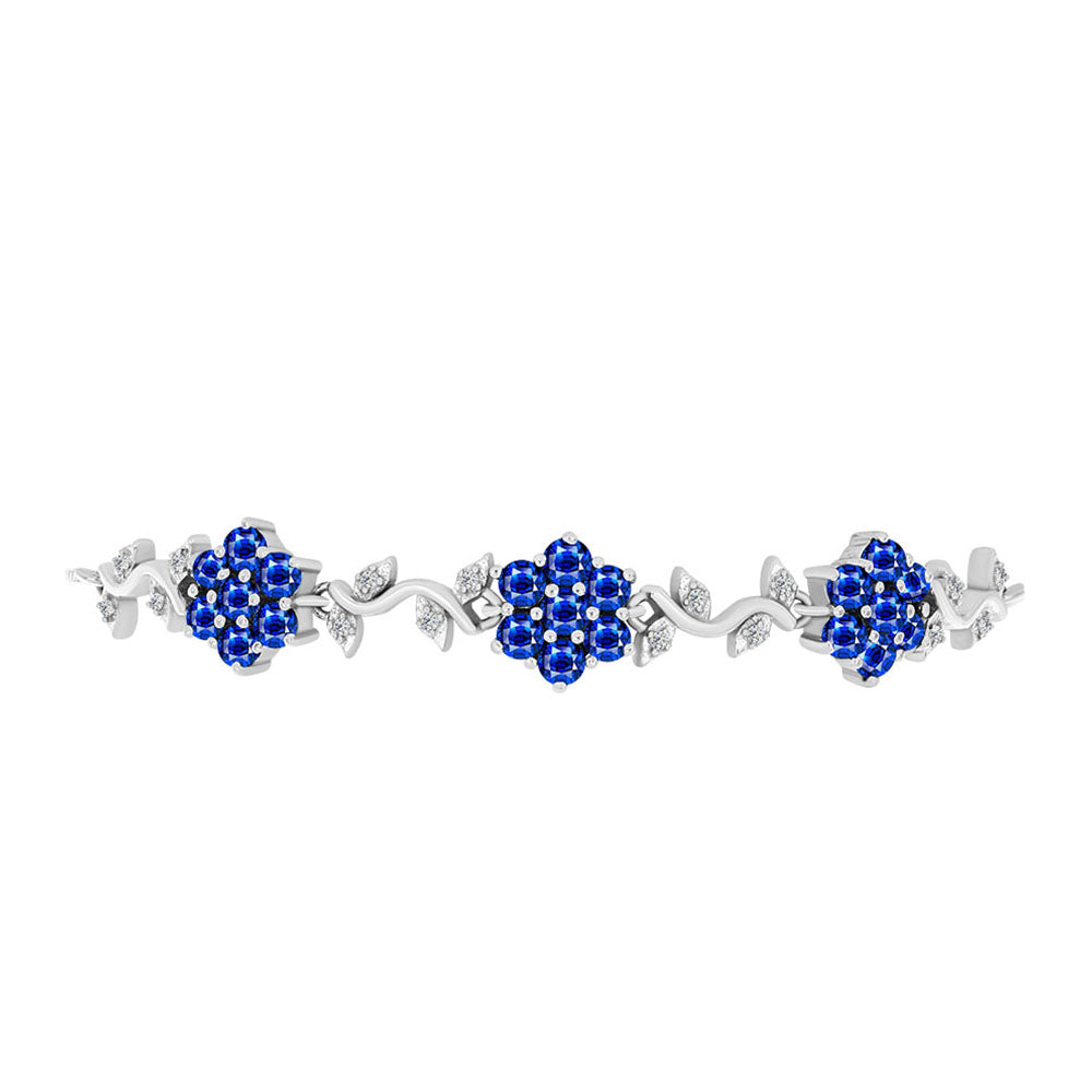 Pulsera de Plata con Zafiro Azul Australiano y Topacio Blanco 2 