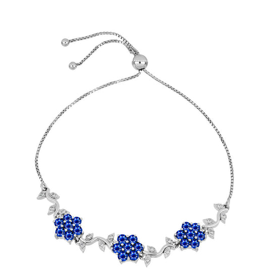 Pulsera de Plata con Zafiro Azul Australiano y Topacio Blanco