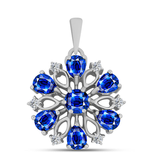 Colgante de Plata con Zafiro Azul Australiano y Topacio Blanco