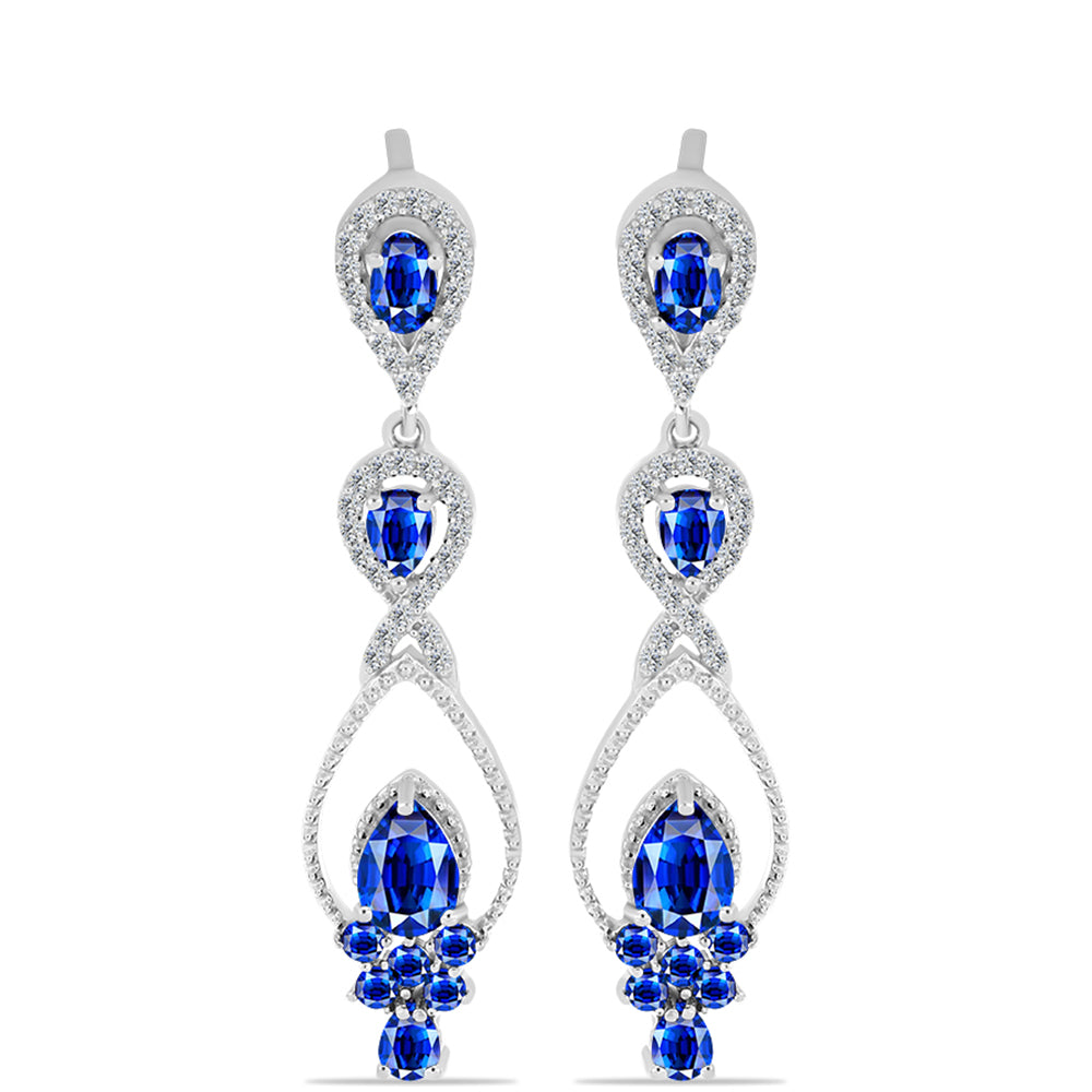Pendientes de Plata con Zafiro Azul Australiano y Topacio Blanco 1 