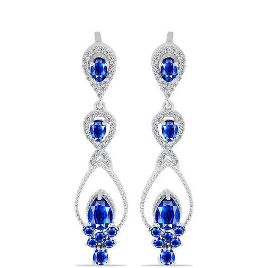 Pendientes de Plata con Zafiro Azul Australiano y Topacio Blanco