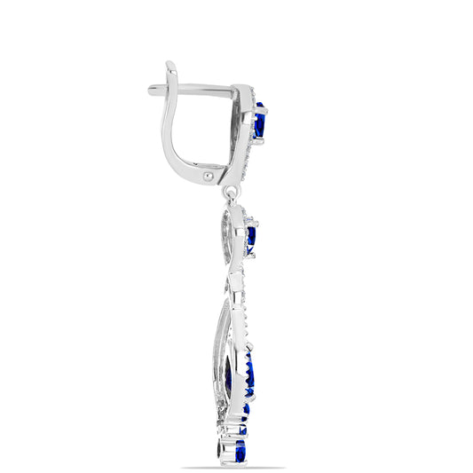 Pendientes de Plata con Zafiro Azul Australiano y Topacio Blanco