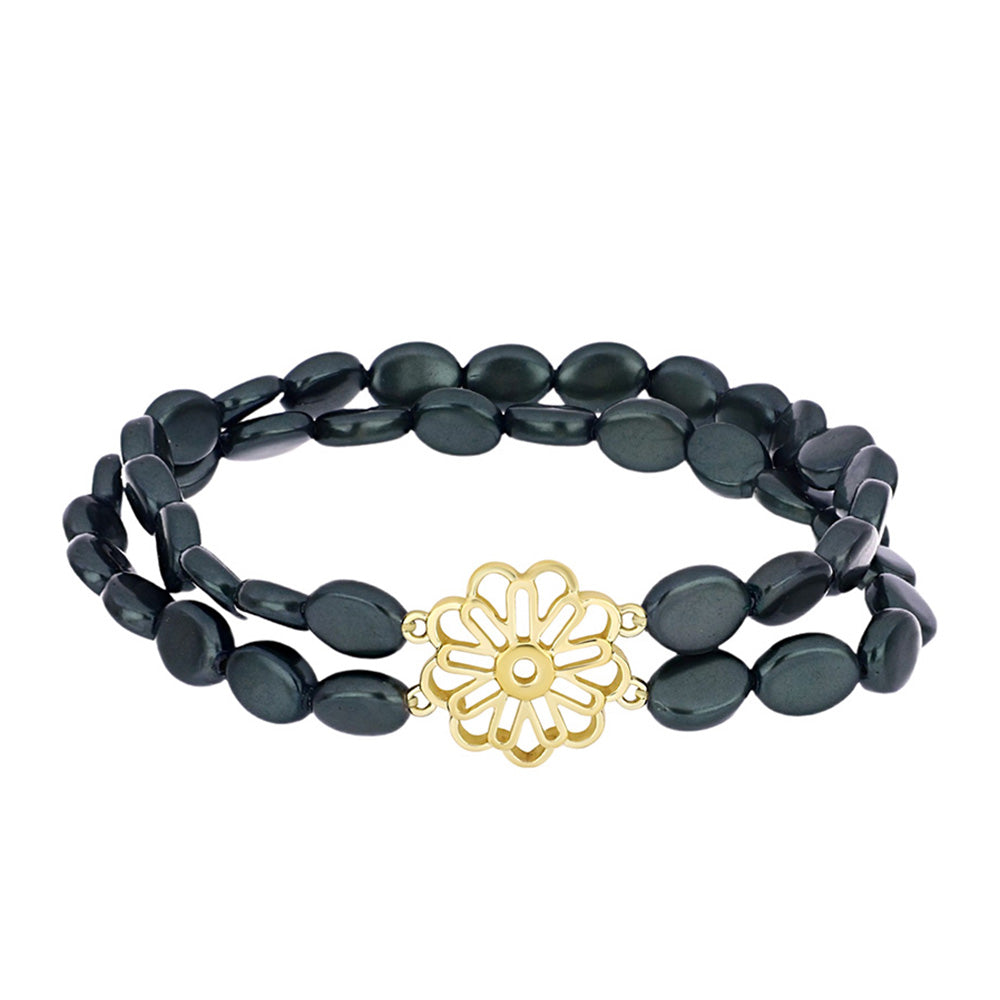 Pulsera de Plata Bañada en Oro con Perla de río Tahiti verde ilusión 1 
