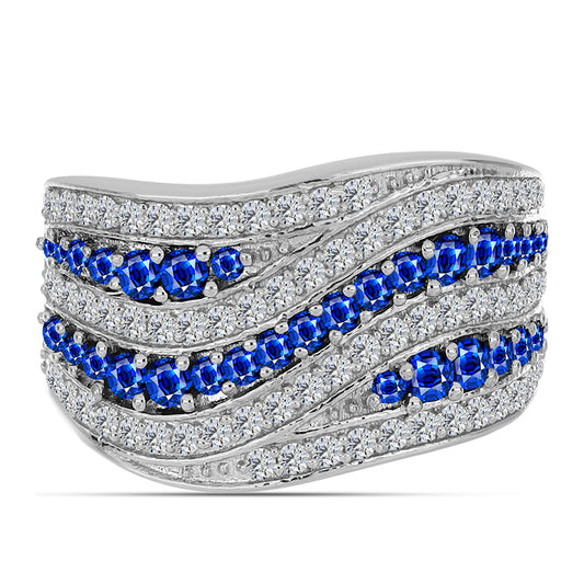 Anillo de Plata con Zafiro Azul Australiano y Topacio Blanco