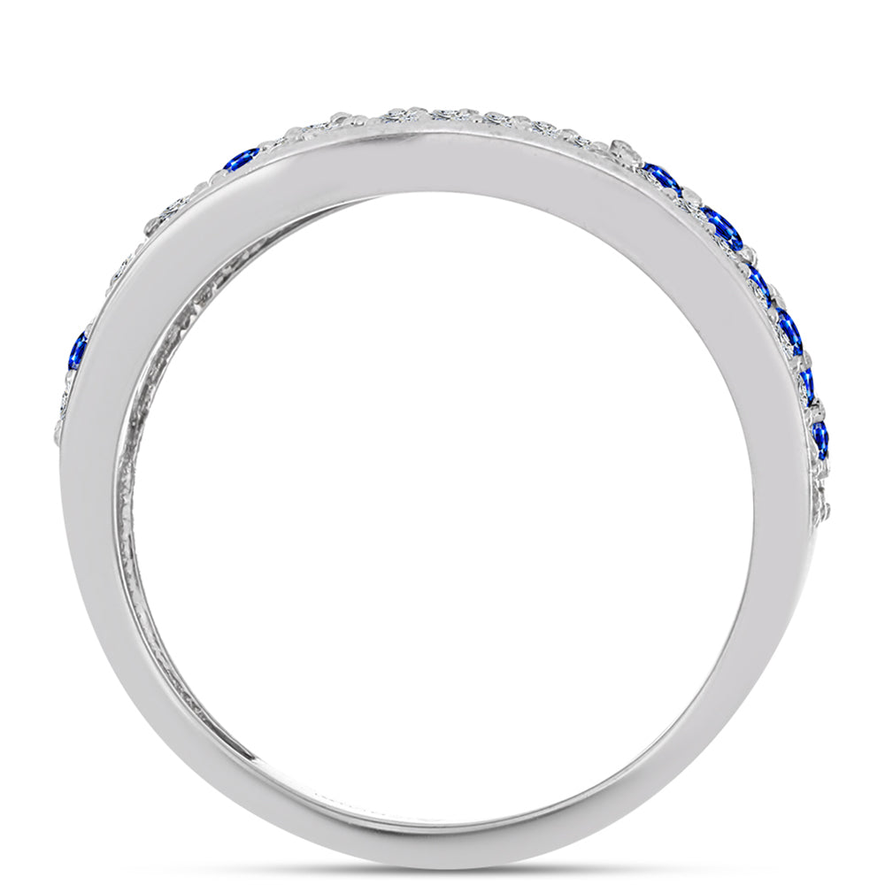 Anillo de Plata con Zafiro Azul Australiano y Topacio Blanco