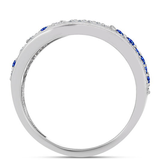 Anillo de Plata con Zafiro Azul Australiano y Topacio Blanco